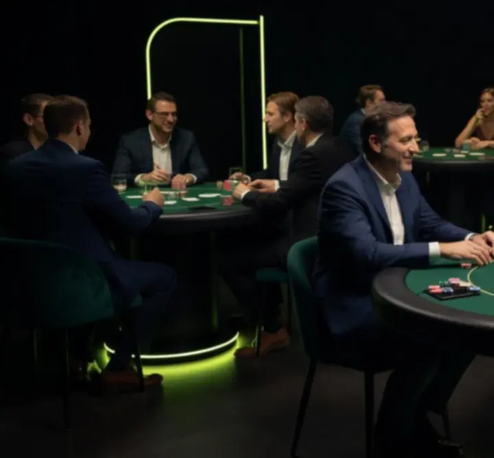 Offline pókerest hangulatos neonfényű helyszínen