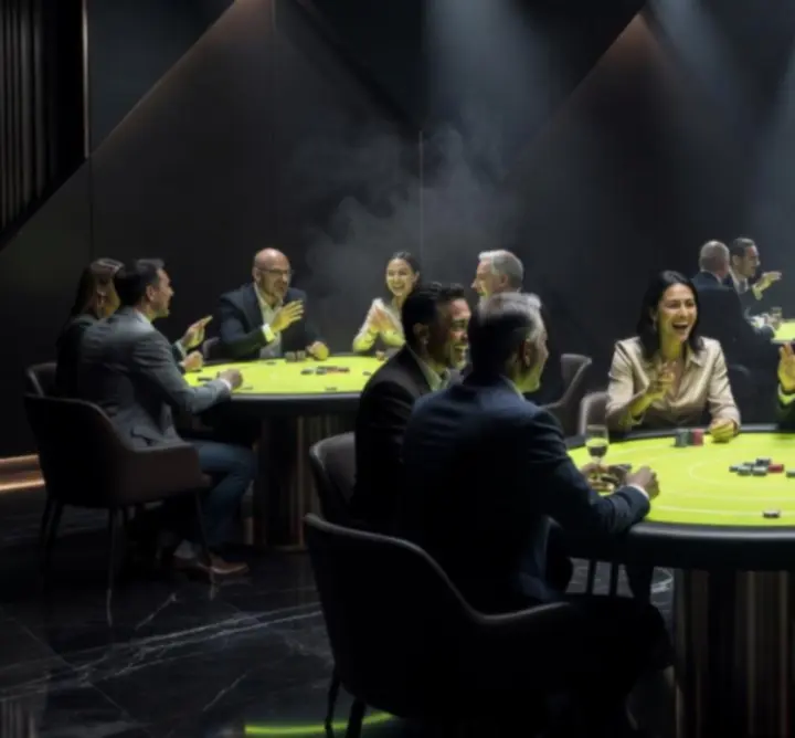 Neonfényes offline poker hangulat lime-zöld vizuális elemekkel